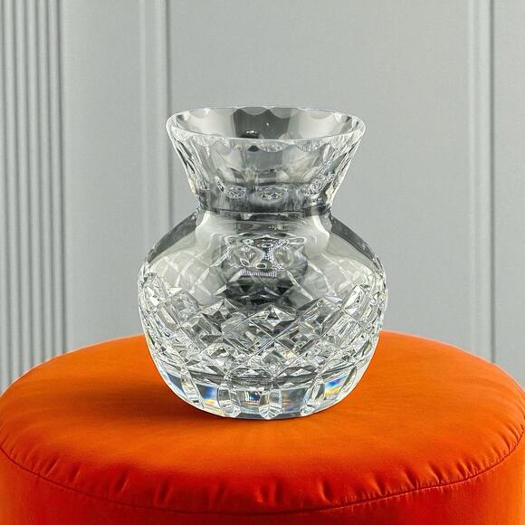 Vintage Cartier Signed Hand Cut Crystal Bud Vase 3.5 Inches Diamond Pattern - Picture 1 of 7